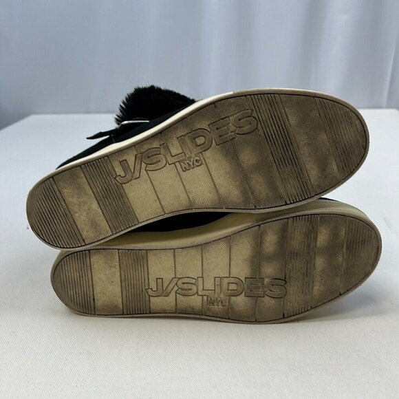 J/SLIDES Womens Black Suede Comfort Round Toe Ankle Winter Boots Size 8 - Picture 9 of 10